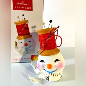 Hallmark Sew Cheery Snowman ornament in original box 2022, 3"